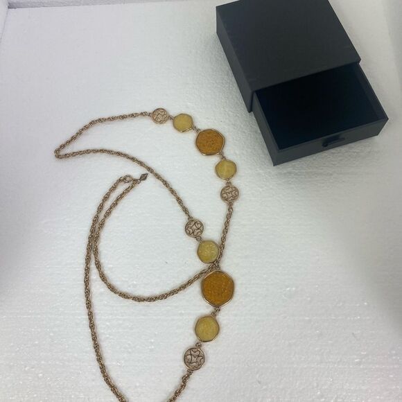 Sara Coventry necklace “A Taste Of Honey “ gold tone chain resin - Picture 6 of 7